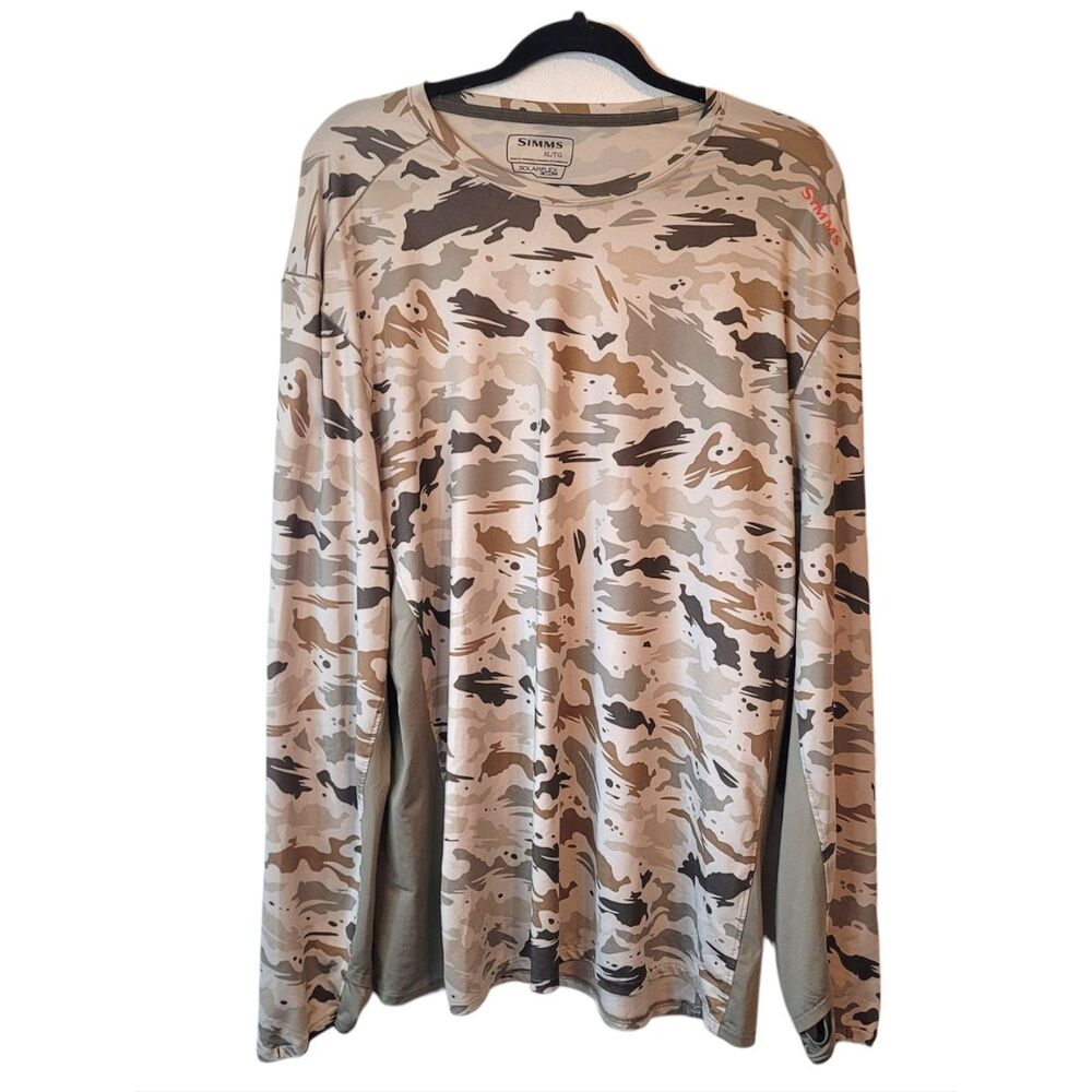 Simms Desert Camo Solar Flex UPF 50 Long Sleeve Performance Tee Size XL